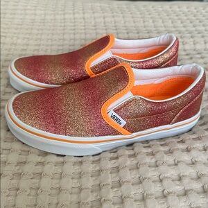 VANS slip on, Pink and Orange glitter 2.5Y